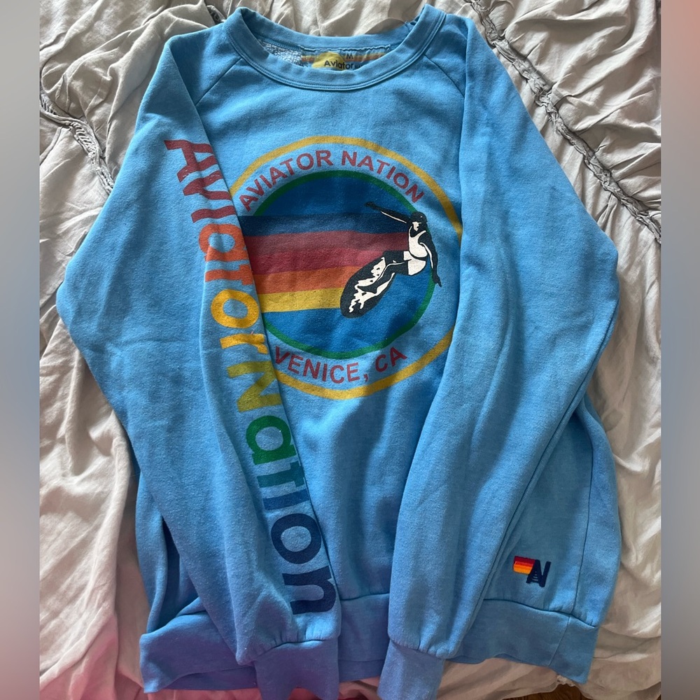 Aviator Nation Relaxed Crewneck Blue